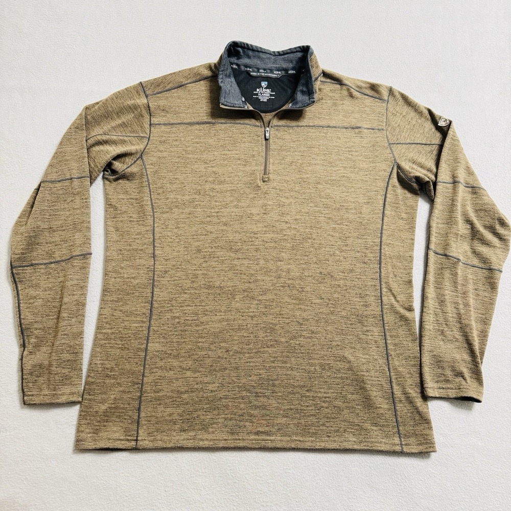 Kuhl Ryzer 1/4 Zip Pullover Mens XL Brown Outdoor Hiking Trail Performance